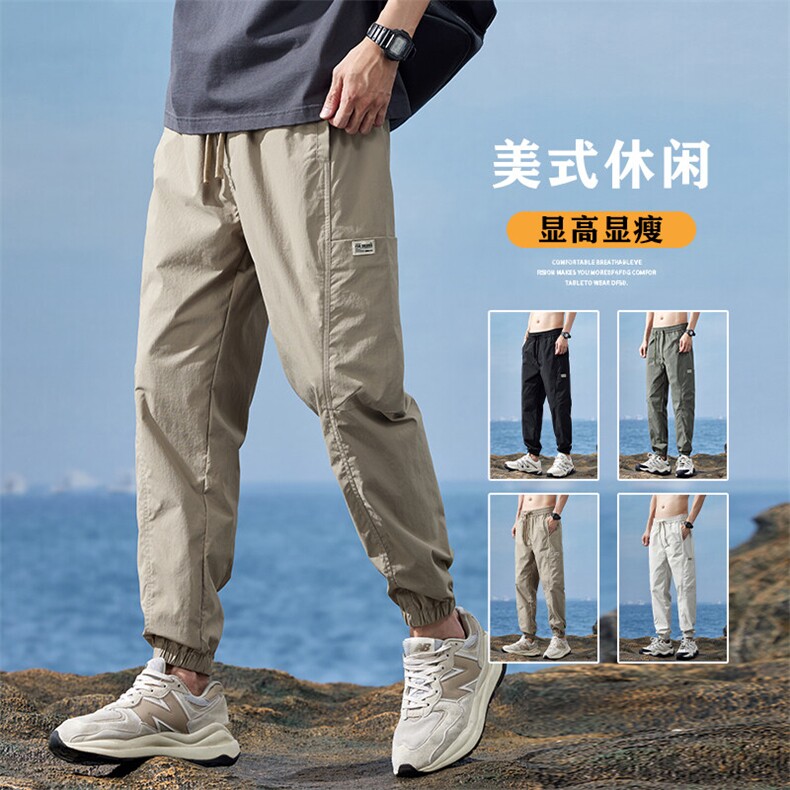 男装速干休闲裤2026春夏大口袋伞兵裤宽松束脚弹力裤子Z9823-P45图片