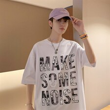 素简原创字母印花宽松大码五分袖潮tee短袖517A-1-T907-P28控38，男装T恤，星座517A-1