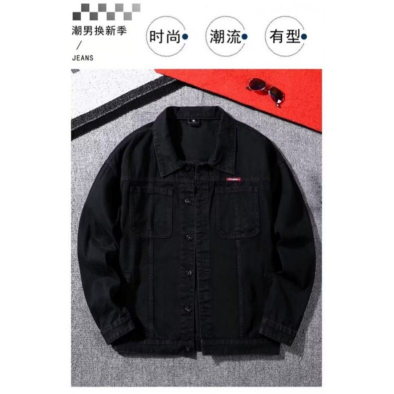 1506/QY80330/P44帛跃春秋保暖工装牛仔夹克男港风复古时尚外套图片