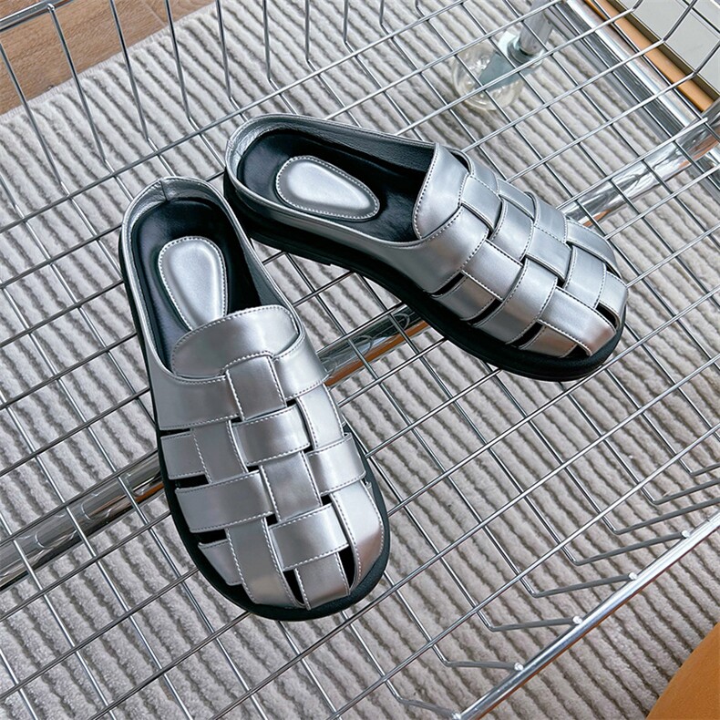X3901-P125包头编织拖鞋女2024夏季新款凉拖女透气平底外穿女鞋,女鞋拖鞋,星座1407-3