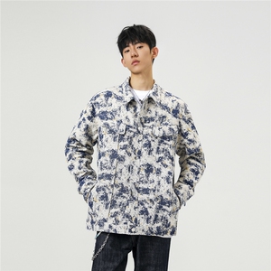 可二开定制扎染雾霾小香风面料大码M-5XL夹克男JK78082P79控128图片