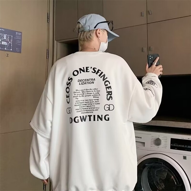 圆领卫衣男士2024春秋季新款长袖t恤打底衫潮牌WY001-P35,男装卫衣,星座1109-3