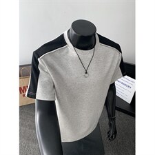 2026夏季新款拼接宽松270g华棉短袖T恤男DT6260特P25建议零售价68，男装T恤，电商A001