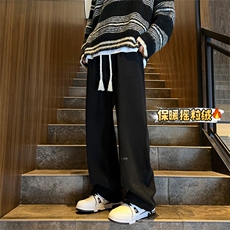 摇粒绒加厚裤子D2211-TP45控价58宽松刺绣长裤加绒可束脚休闲裤，男装休闲裤，电商A102-1