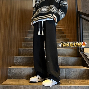 摇粒绒加厚裤子D2211-TP45控价58宽松刺绣长裤加绒 可束脚休闲裤图片