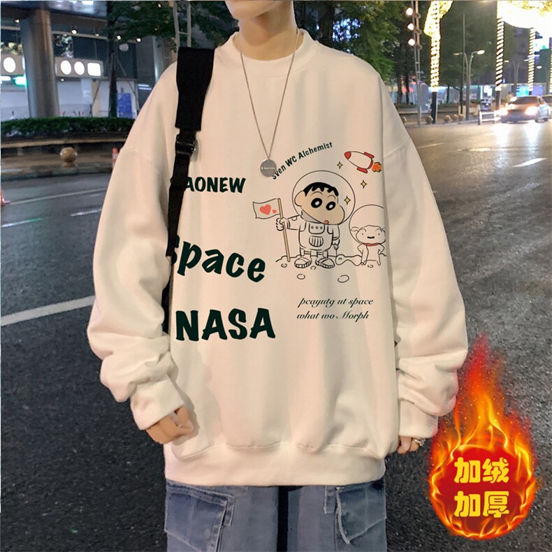 卫衣男春季美式重磅潮牌潮流宽松圆领上衣oversize大码长袖打底衫图片