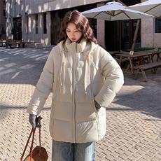 2025新款冬季！可拆卸针织帽中长款泡芙款羽绒服90绒，女装羽绒服，2C015