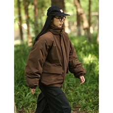 咖色冬季棉衣外套男日系立领宽松休闲夹克棉服1001-1-MY060-P85，男装夹克，星座1001-1