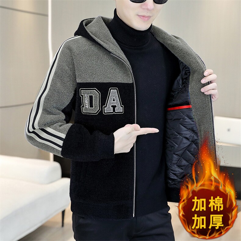 冬季新款加棉加厚短款连帽修身潮流毛呢大衣短款外套男A77P150,男装毛呢大衣,电商B226