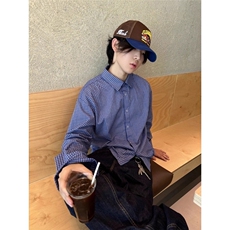 C219-P38抽绳蓝色格子衬衫，男装衬衫，电商B323A