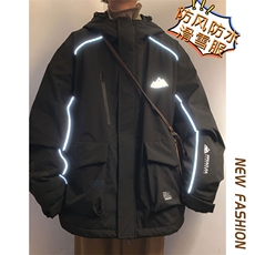 24冬季防水防风防寒滑雪服男单板双板反光条保暖时尚外套M69-P170，男装棉衣，电商A001-1