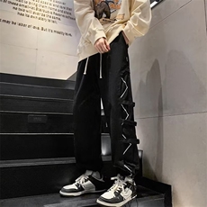 美式工装运动裤男女阔腿宽松束脚设计感小众hiphop裤子K8628-P45，男装工装外套，星座1008-2