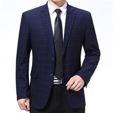 爸爸纯色休闲西服男春秋季新款商务免烫小西装外套中年男修身便服，男装西服，电商B212（原钱塘6029）