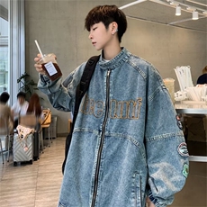 复古机车风vintage牛仔外套女2023春秋款刺绣重工夹克宽松J50，男装夹克，星座1116A-1（原606A）