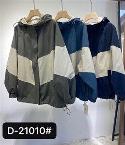 拼色拉链魔术贴风衣,女装风衣,D壹