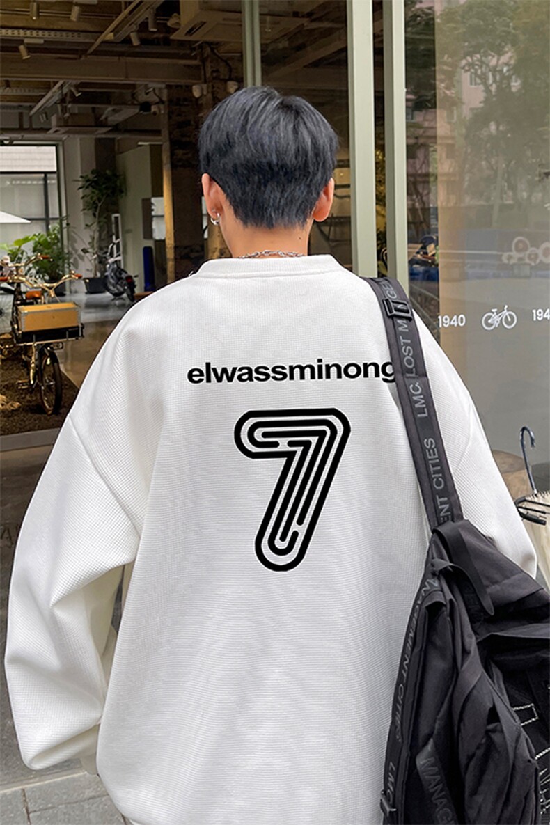 华夫格！华夫格上衣男圆领华夫格卫衣男大码长袖t恤男HY202-特P23,男装T恤,电商B367