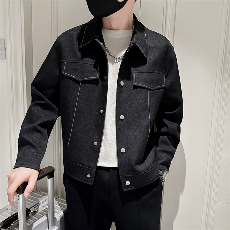秋季2023轻熟抖音小伙明线纯色休闲夹克店主风A236-JK5030-P130,男装夹克,电商A236