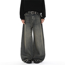 xz905-2-Z084#P65-（控98）美式宽松阔腿牛仔裤，男装牛仔裤，星座905-2