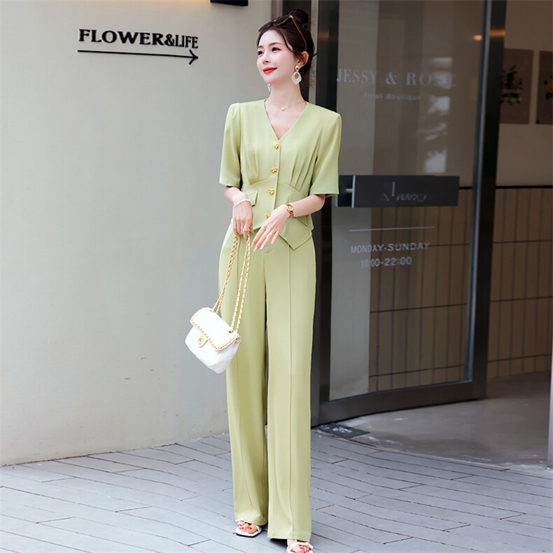 高端职业女2024夏季新款干练气质女神范薄款工装阔腿裤,女装职业装,布依丽人