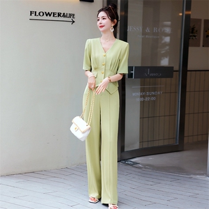 高端职业女2024夏季新款干练气质女神范薄款工装阔腿裤图片