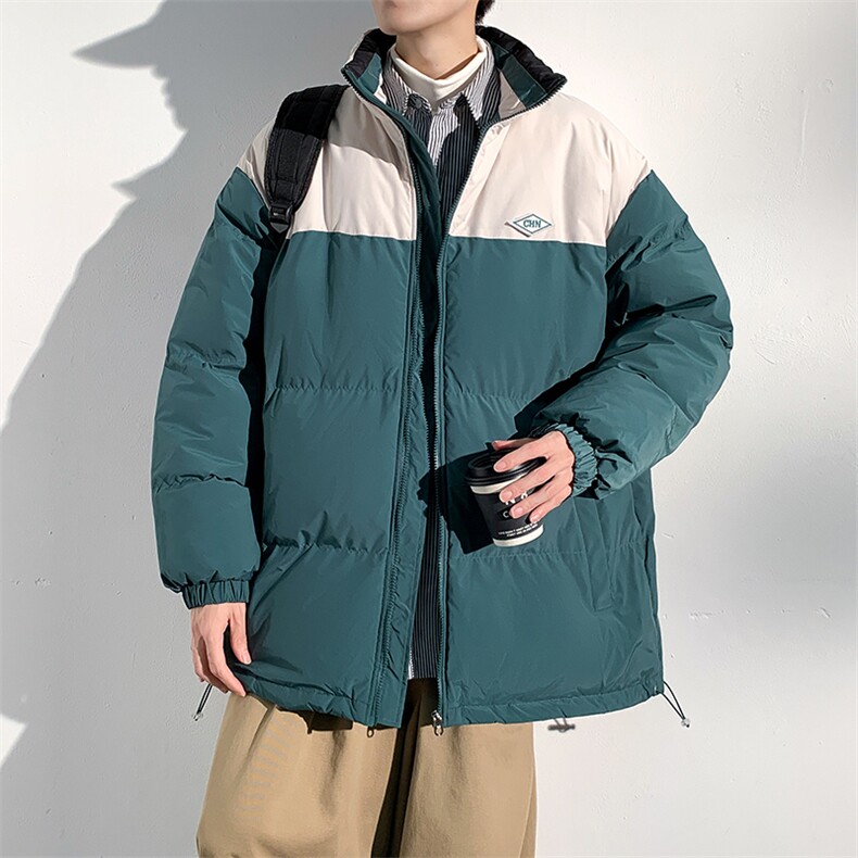 冬季新款宽松面包服美式复古立领棉服男撞色棉衣外套MY9060-P100,男装棉衣,电商A128