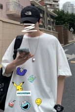 DX17079-P20纯棉短袖t恤男大码半袖打底衫宽松体恤衫港风，男装T恤，电商A040