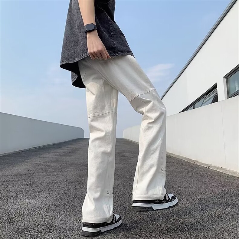 美式高街排扣牛仔裤男vibe风ins潮牌宽松微喇直筒裤子N6099-p48,男装牛仔裤,星座1008