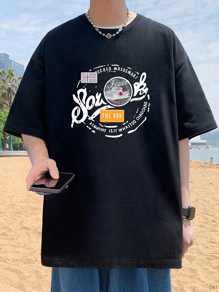 T806宽松短袖T恤男夏季2025新款半袖港风chic潮牌男生体恤衫,男装T恤,星座304A-1
