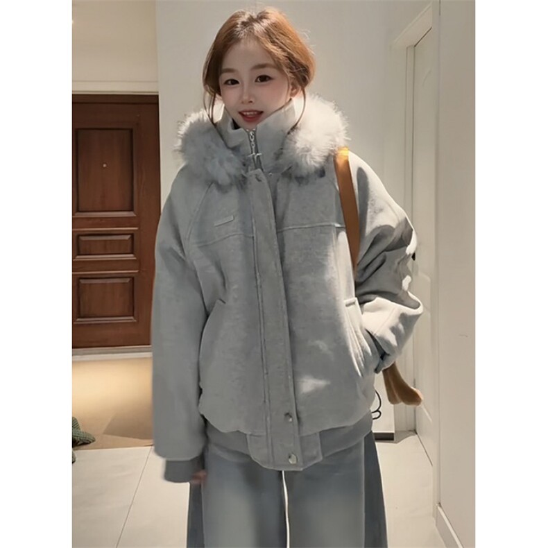 连帽毛呢棉服男女冬季加厚保暖毛领拼接棉衣外套M7886,男装棉衣,星座1116A（原606A-3）