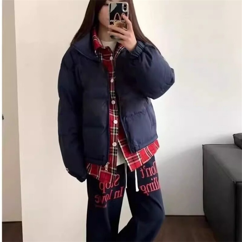 假两件格子衬衣棉服男女同款宽松加厚棉衣情侣开衫外,男装衬衫,星座506A