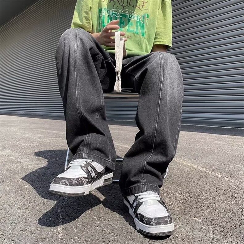 美式vibe裤子高街水洗牛仔裤男设计感小众拉链裤K688P40,男装牛仔裤,星座1116-2
