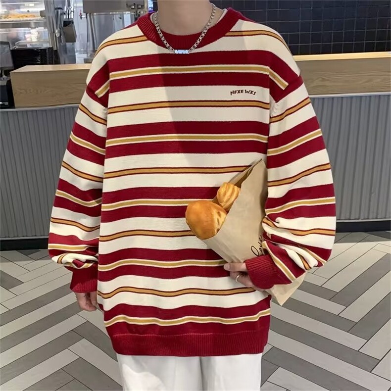美式街头设计感圆领毛衣男慵懒风休闲针织衫M5557P48,男装针织衫/毛衣,星座1116-2