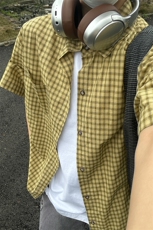 短袖衬衣男夏季新品港风宽松大码设计青年格子衬衫CS280-P35，男装T恤，星座301C-5
