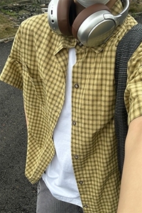 短袖衬衣男夏季新品港风宽松大码设计青年格子衬衫 CS280-P35图片