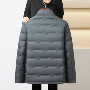 主推现货冬季立领50绒子白鸭绒双面穿羽绒服外套中年男羽绒服夹克图片