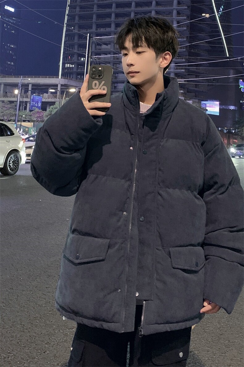 羽绒服男士冬季2024新款休闲潮牌加厚保暖灯芯绒外套男灯芯绒棉衣,男装棉衣,电商A409-1