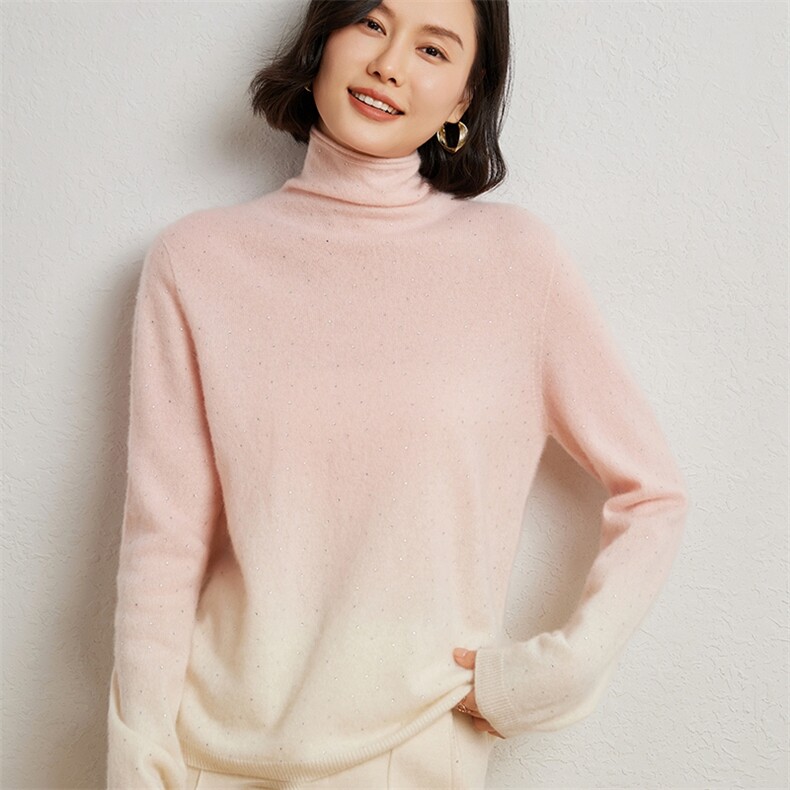 女士一线吊染加烫钻堆堆领衫10%图片