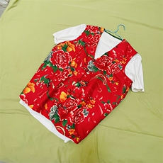 RM1情侣大花马甲双层团队服喜庆婚礼服M-5XL大码，男装背心/马甲，星座115A-1