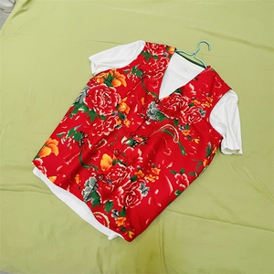 RM1情侣大花马甲双层 团队服喜庆婚礼服M-5XL大码图片