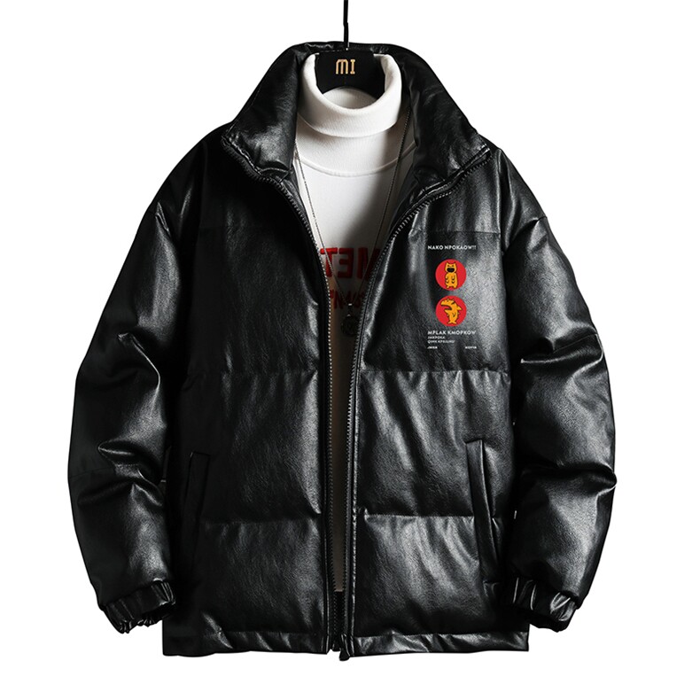 PM51093-P120立领pu皮棉衣男大码面包服男棉服男棉袄男,男装棉衣,电商A040A