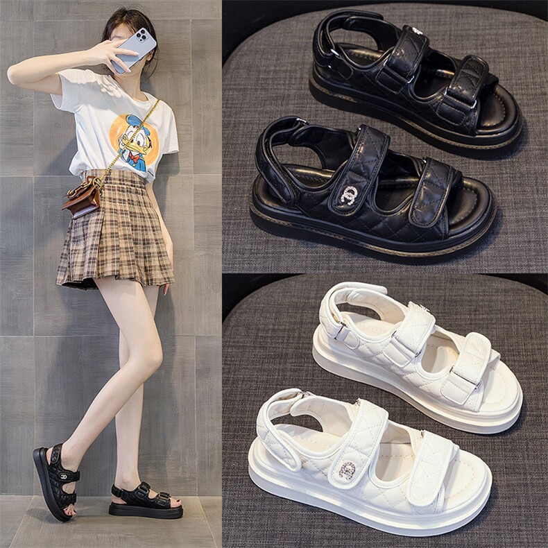 小香风平底凉鞋2024年夏季新款休闲运动鞋百搭厚底鞋子女，女鞋凉鞋，电商A223