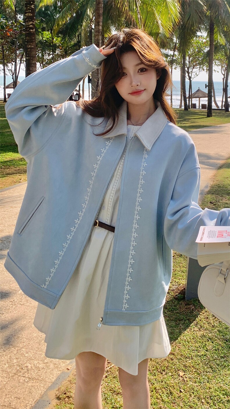 现货新款麂皮绒外套25009P135K198,女装短外套,2D035