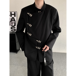 2025秋装新中式中山装立领金属扣西服结婚礼服休闲西装男女外套图片