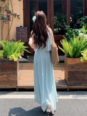 度假风刺绣无袖上衣半身裙套装女2026年夏季新款高级感显瘦两件套，女装套装/套裙，艾米莉亚