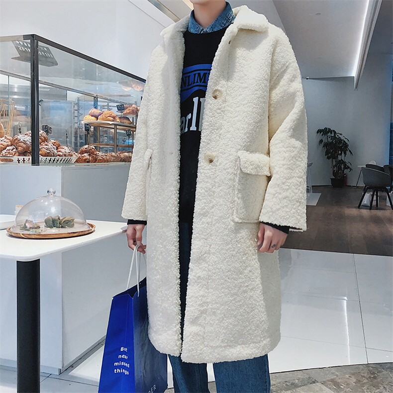 文艺港风韩版羊羔毛中长款风衣外套加厚保暖mj217-p155,男装棉衣,电商B288