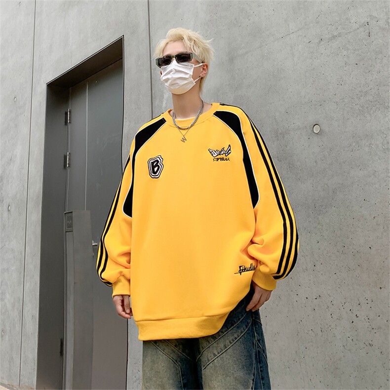 高品质秋款男立领卫衣刺绣图案勋章条纹拼色夹克外套WY170P45,男装卫衣,星座1013-1