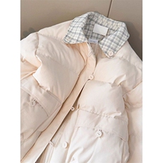 1506-1/M78801/P89冬季新款粉色复古格纹接翻领棉服外套男女情侣，男装棉衣，星座1506-1