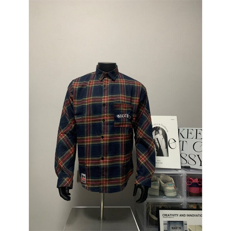 【有货】新款格子衬衫美式复古开衫男宽松上衣高街潮CY0338特P35,男装衬衫,星座1004（原星座815-3）