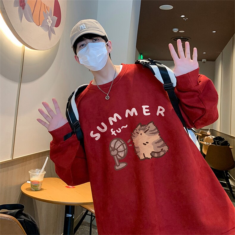 原创港风供抖音得物高品质直播麂皮绒宽松男卫衣W3037P38,男装卫衣,电商C408-1(原B339-1)