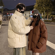 情侣装冬装港风pu软皮刺绣棉服棉衣休闲加厚外套男G1108P128，男装棉衣，电商A339